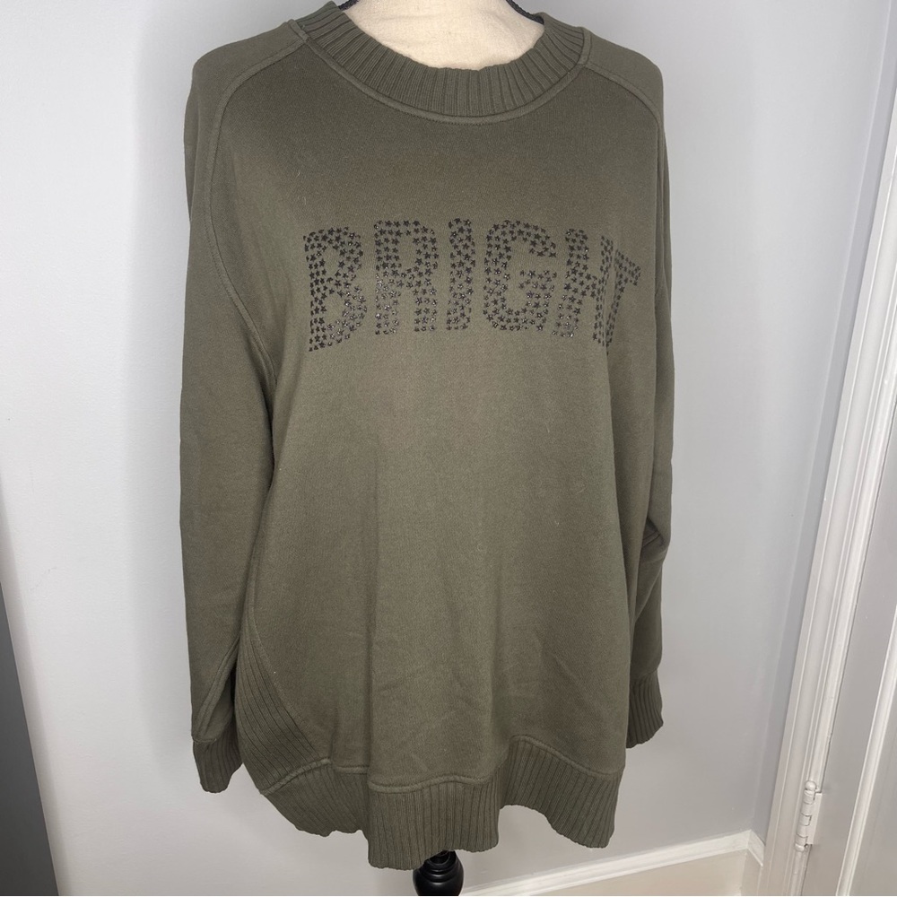 Aerie NWT Crewneck Green Bright Sweatshirt Size Small